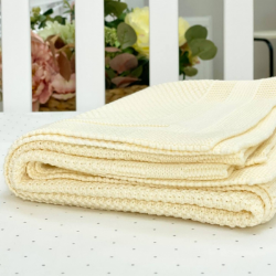 Păturică pentru bebeluși Cosy tricotată din bumbac Milky